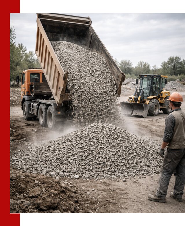 Доставка щебня в Изобильном крупными и мелкими фракциями