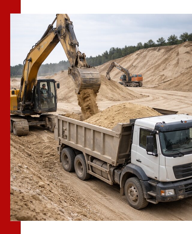 Доставка карьерного песка с самосвалами и разгрузкой в Изобильном