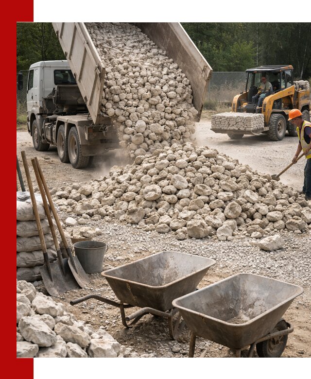 Доставка и продажа бутового известнякового камня в Изобильном