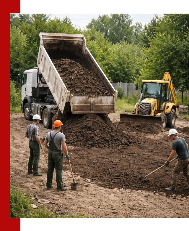Доставка и укладка грунта для выравнивания участка в Изобильном