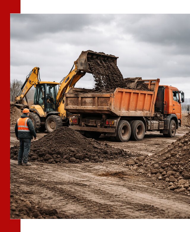 Вывоз грунта и строительного мусора в Изобильном грузовыми самосвалами