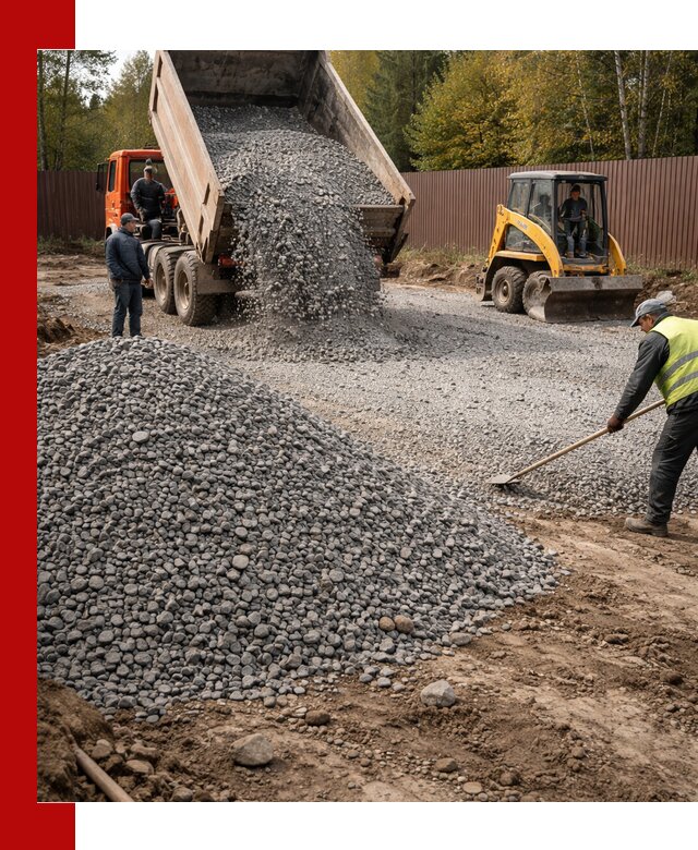 Отсыпка участка щебнем с доставкой и уплотнением в Изобильном